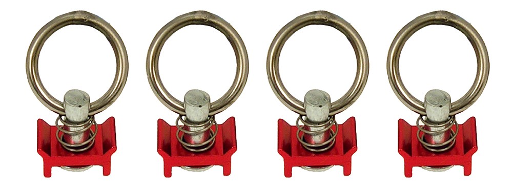 Pit Posse L Track Stud Ring Spring Loaded S Track Tie Down Anchor Red (4 pack)