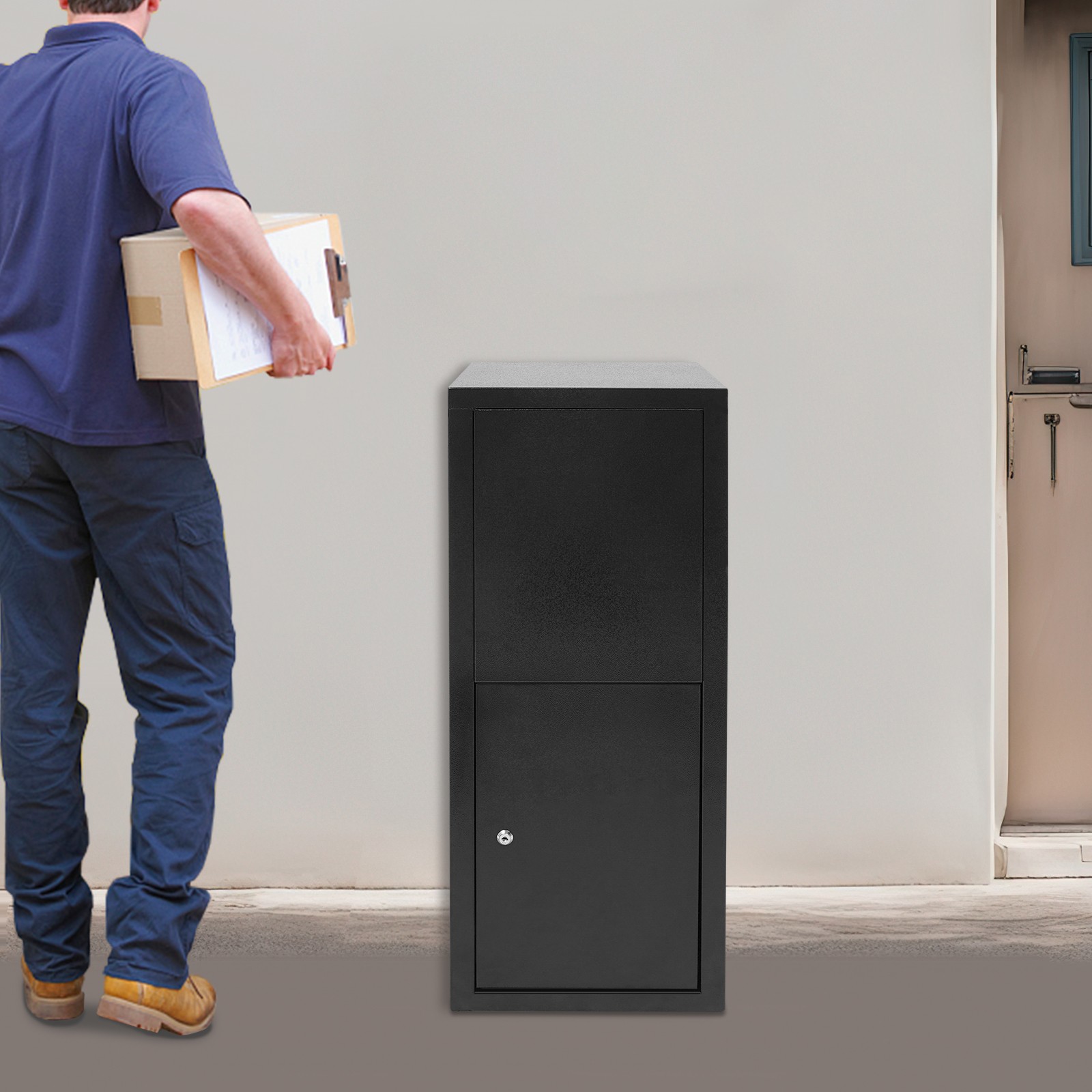 Parcel Drop Box, Package Delivery Box, Large Mail Box with Key Lock Black