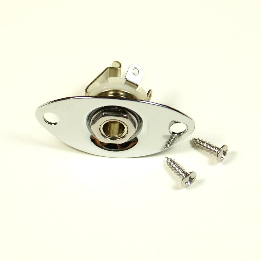 Output Jack Oval Plate Socket for Jackson / Charvel / Ibanez ,Thin Chrome