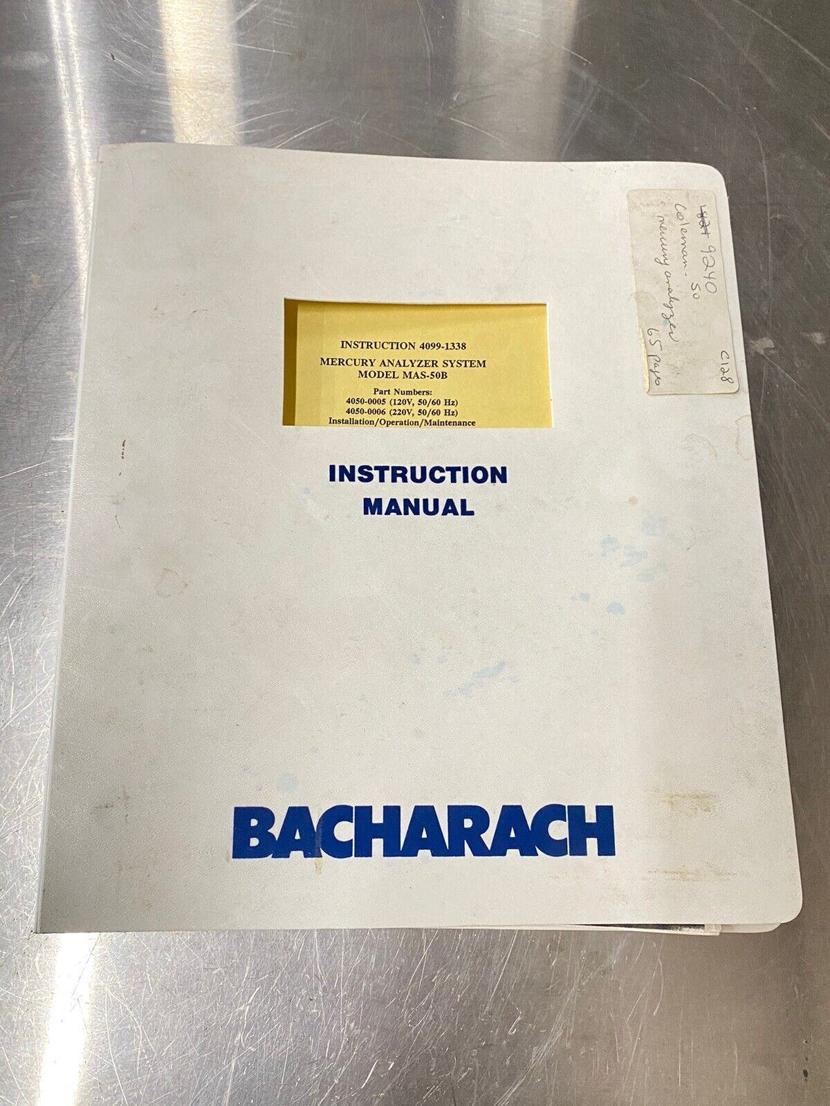 Bacharach Mercury Analyzer MAS-50B - Users Guide / Instruction Book / Manual