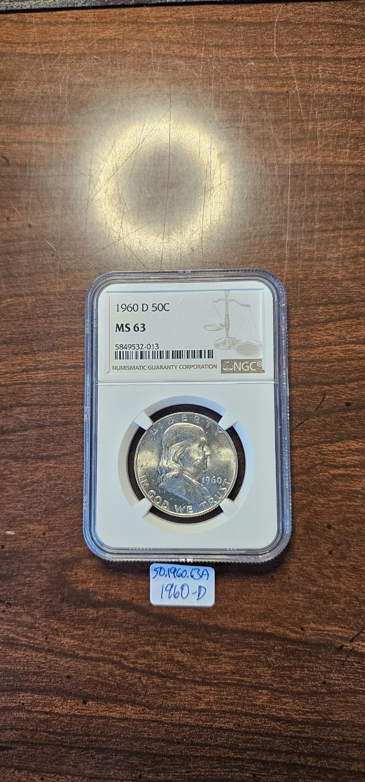 1960-D Franklin Half Dollar 50c Coin 90% Silver NGC MS63 Stunning Coin