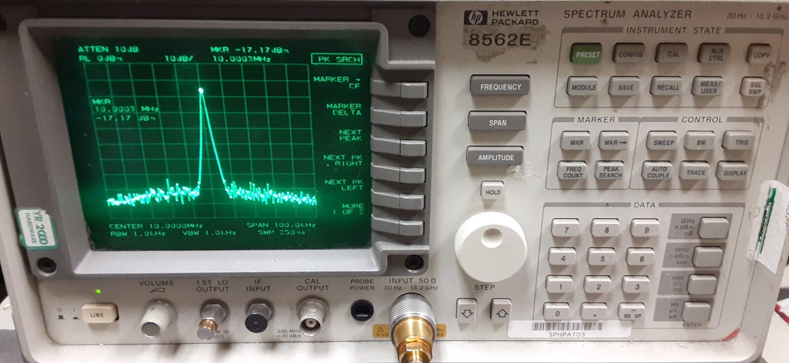 HP 8562E Spectrum Analyzer 9kHz to 13.5GHz BRIGHT DISPLAY with Memory Module