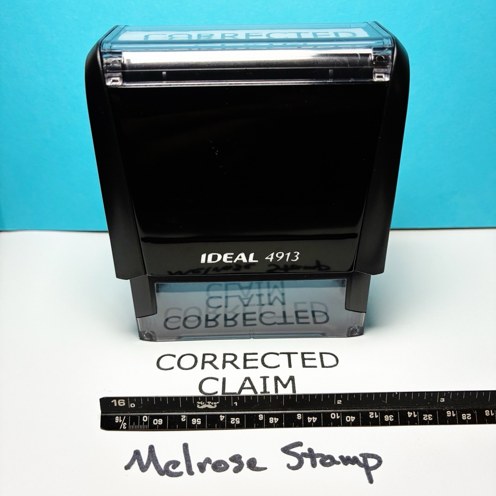 Corrected Claim Rubber Stamp Black Ink Self Inking Ideal 4913