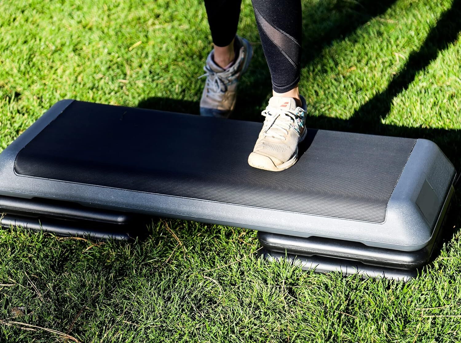 2PCS 43'' Aerobic Step Platform Adjustable Exercise Workout Stepper w/4 Riser