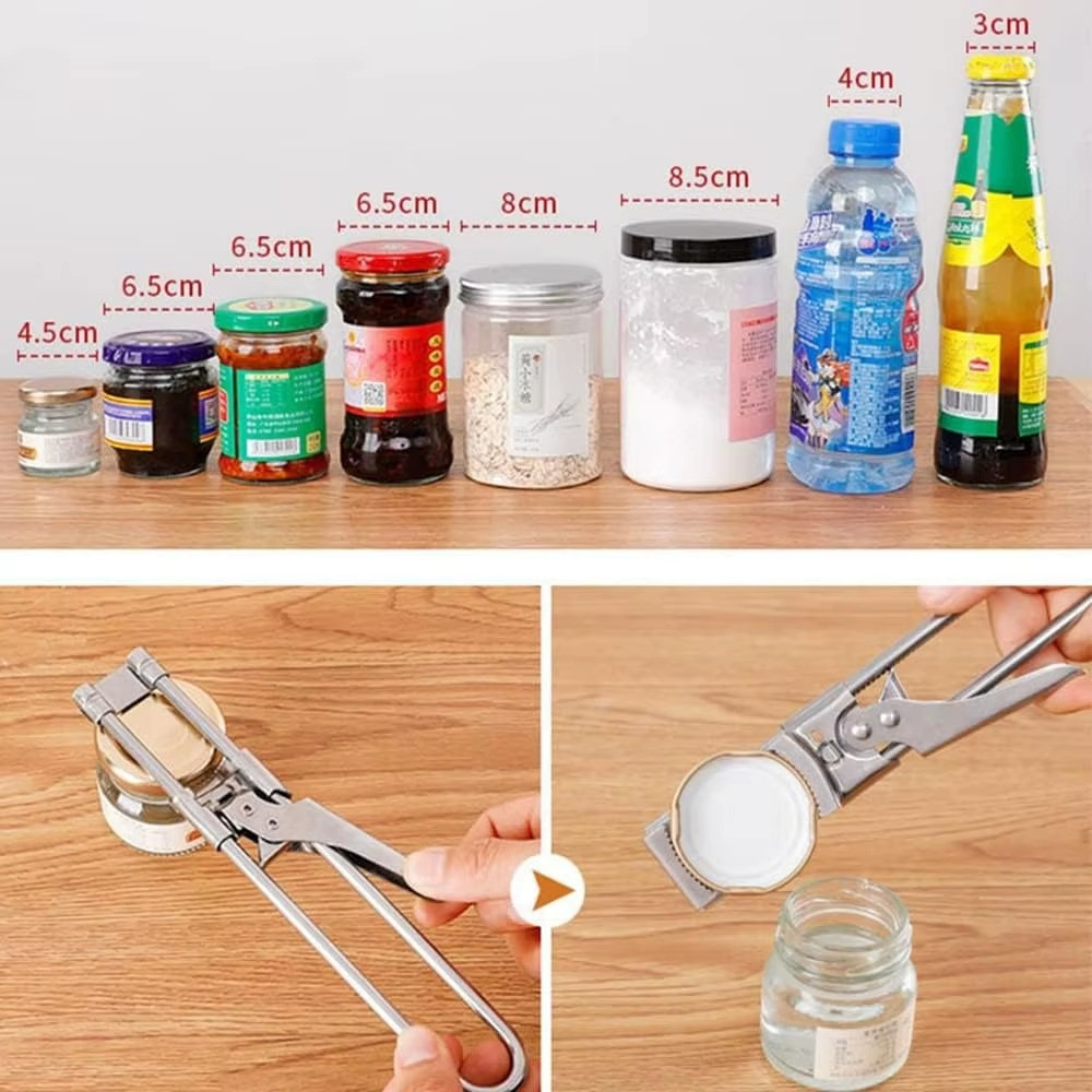 Stainless Steel Can Opener Adjustable Jar Lid Gripper (without rubber) Tool