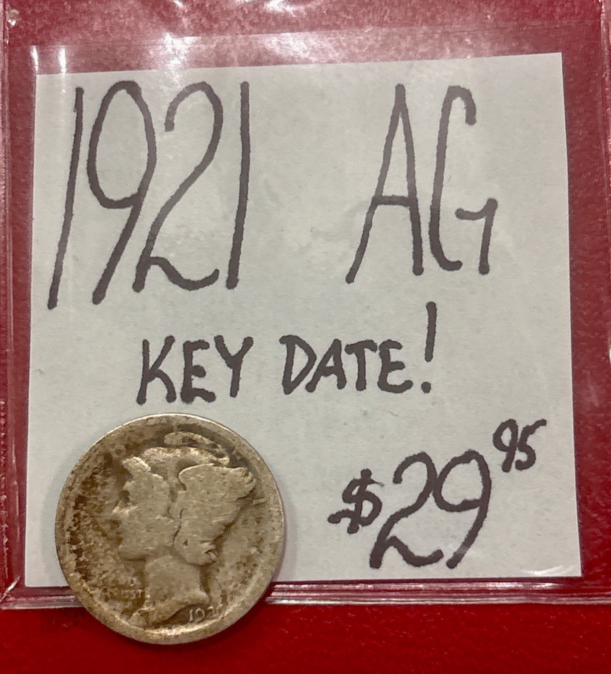 1921 Mercury Silver Dime (AG) About Good Cond! Key Date! ENN Coins