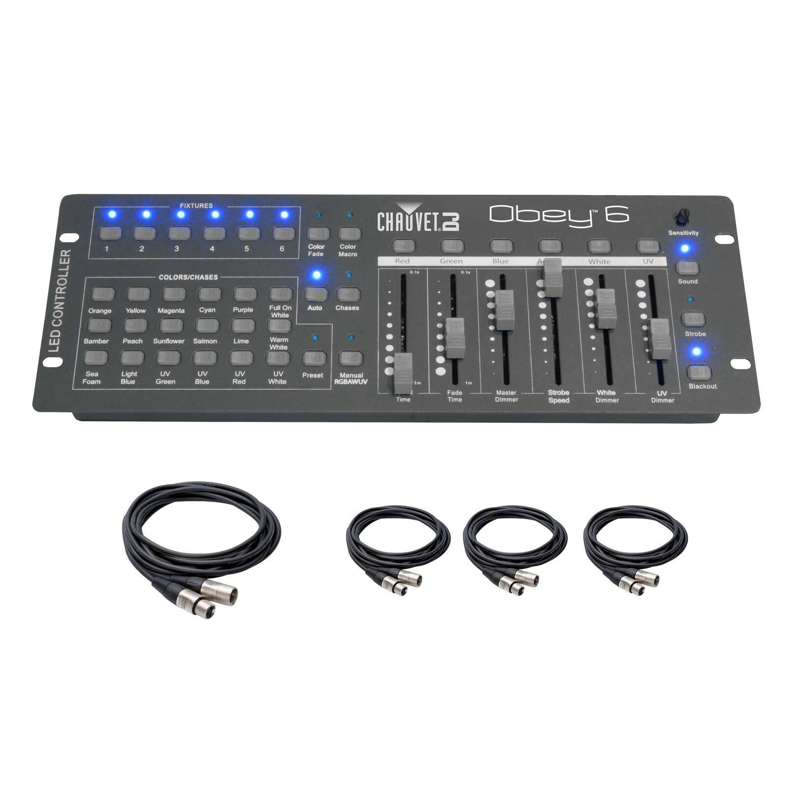 Chauvet Lighting Obey 6 DMX-512 Controller + DMX Cables Package idjnow