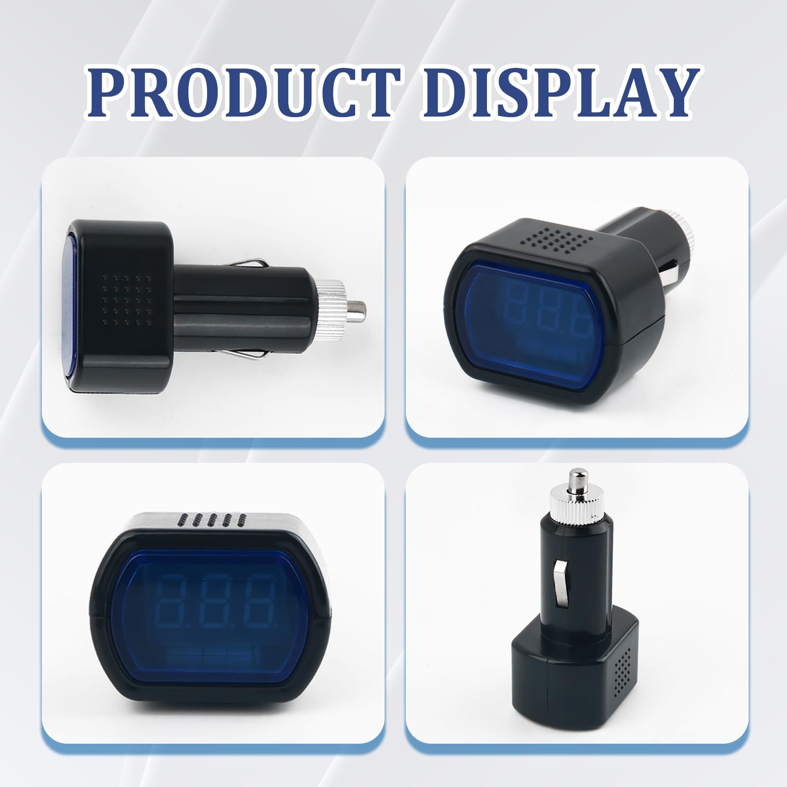 2PCS Car LED Cigarette Lighter Voltage Meter with Digital