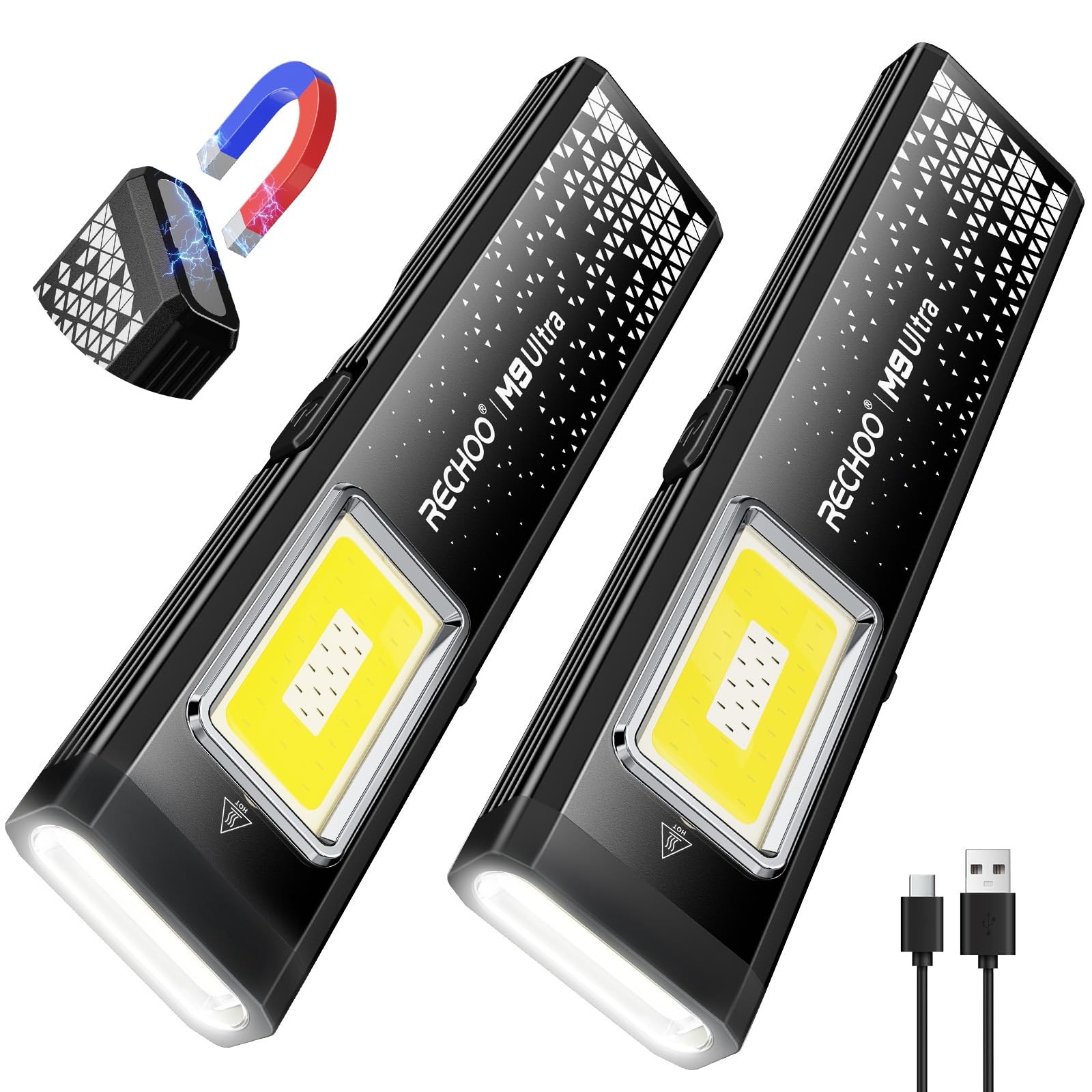 Flat EDC Flashlight Rechargeable, 8-Mode Slim Pocket Flashlight with Magnetic...
