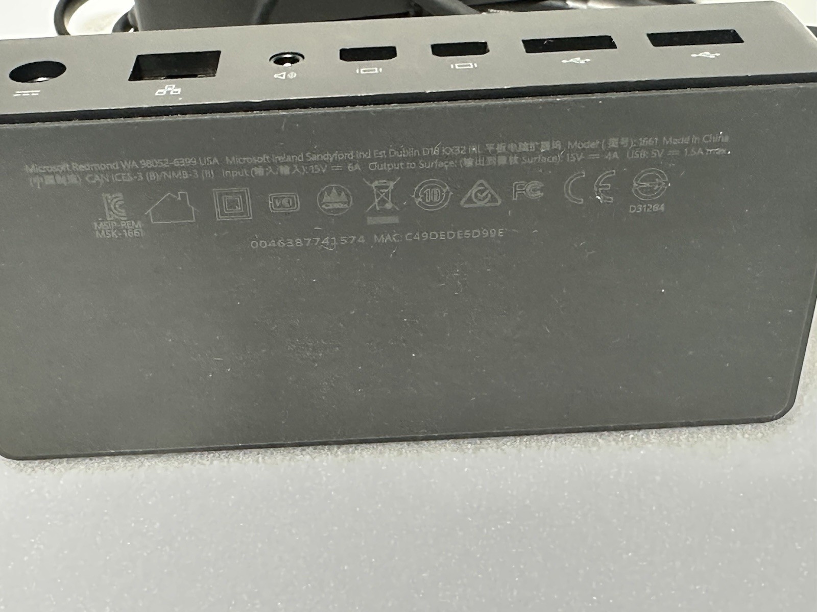 Microsoft Surface Dock Docking Station Model 1661 with Microsoft Adapter 1749