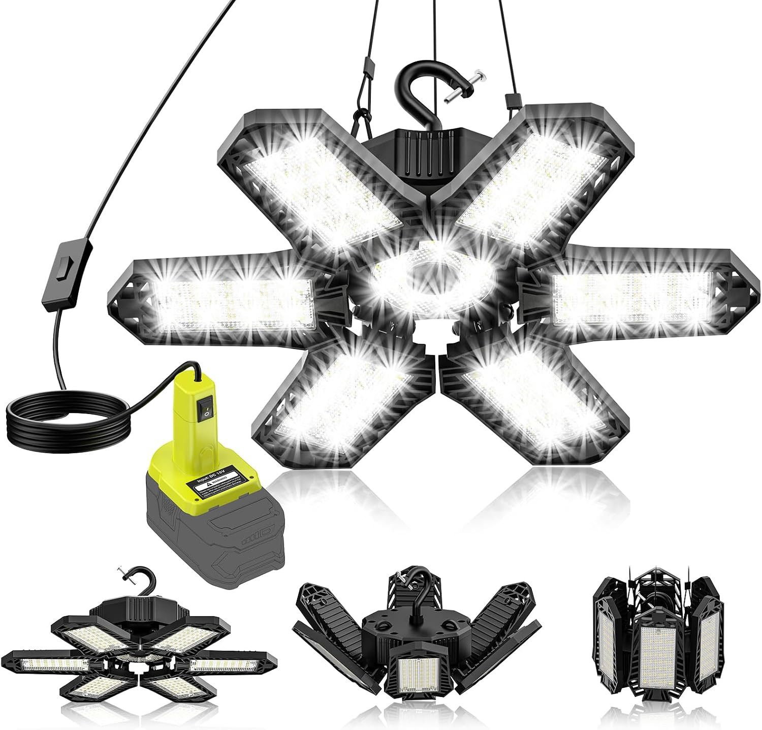 LED Work Light Compatible with Ryobi 18V Battery - 68W 6800LM Garage Flood Light