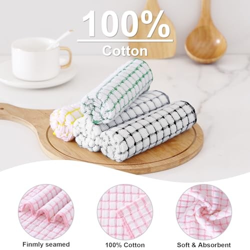 Kitinjoy Cotton 12 Pack Terry Kitchen 16 x 25 - 12 Pack, Multi-colored