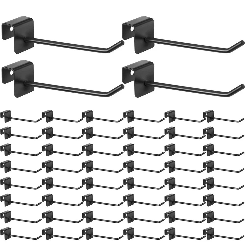 48 Pcs Slatwall Hooks Accessories 4 Inch Metal Panel Square Tube Peg Heavy Du...