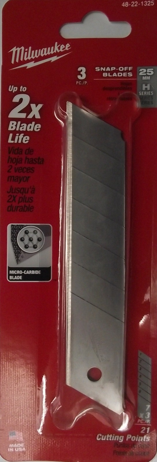 Milwaukee 25mm (3 PK)  General Purpose Snap Blades USA 48-22-1325