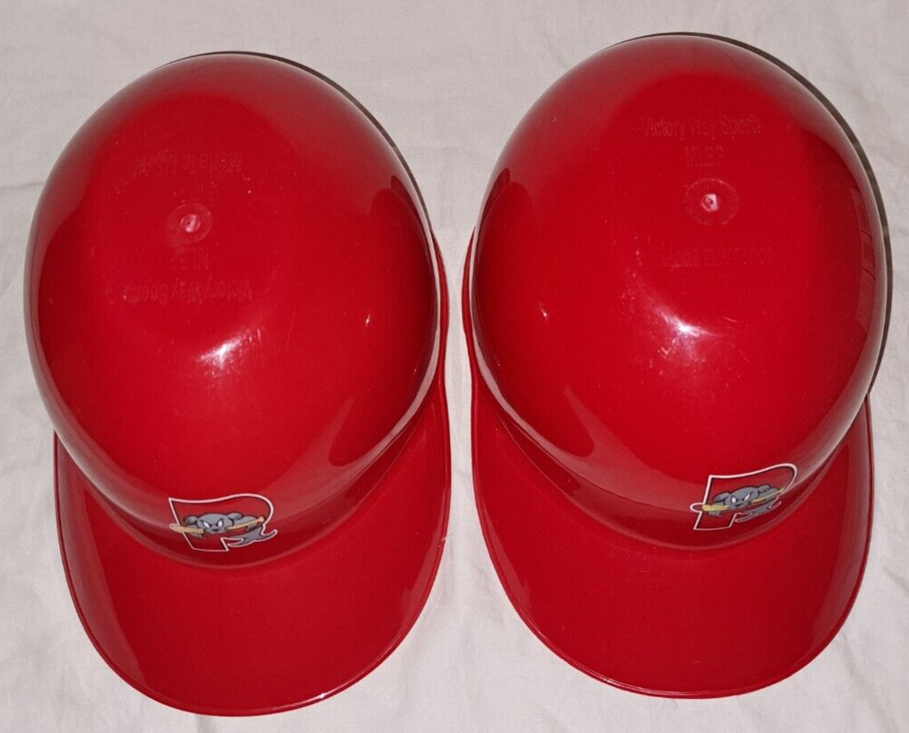 2 Red Plastic Helmet Hats Portland Sea Dogs Baseball Sports