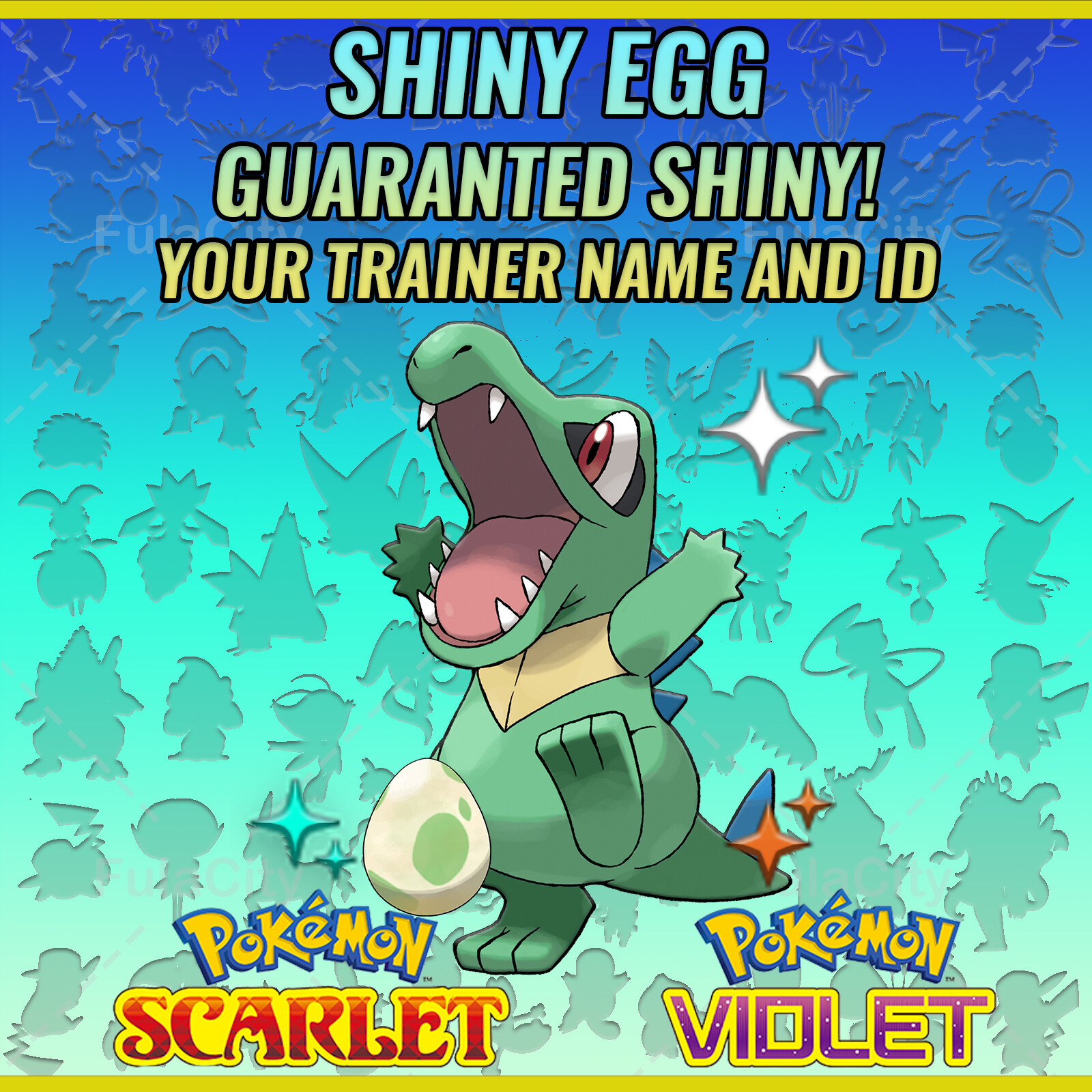 TOTODILE ✨ SHINY EGG 6 IV ✨ POKEMON SCARLET VIOLET ✨ INDIGO DISK DLC ✨ CUSTOM ✅