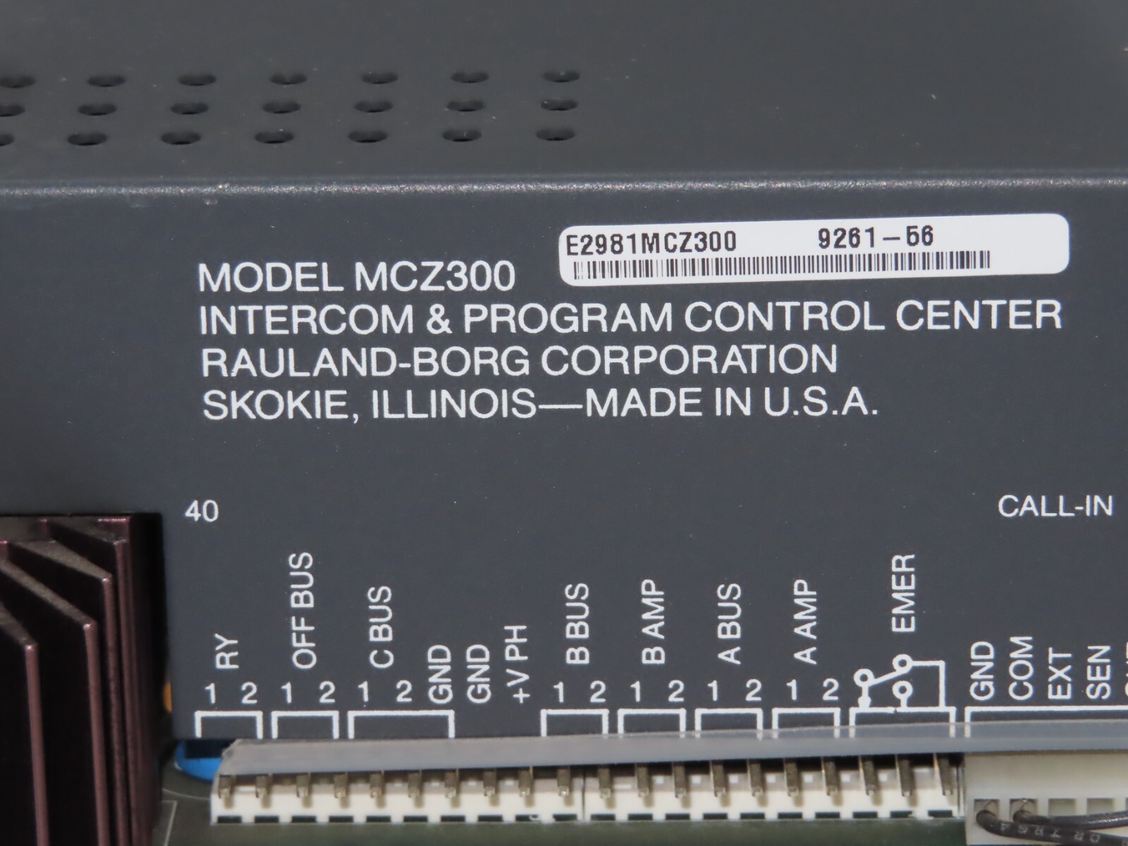 Rauland Borg MCZ300 Intercom & Program Control Center