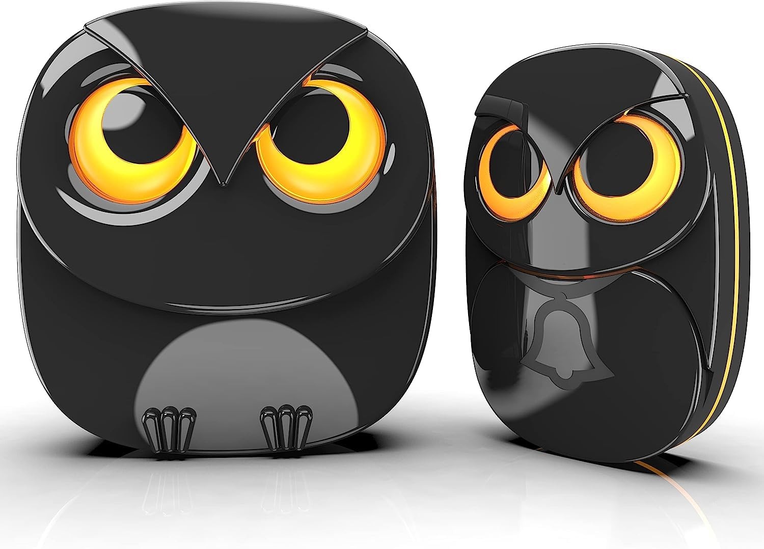 Wireless Doorbell, Cute Owl Doorbell 1 Receiver + 1 Transmitter, Black