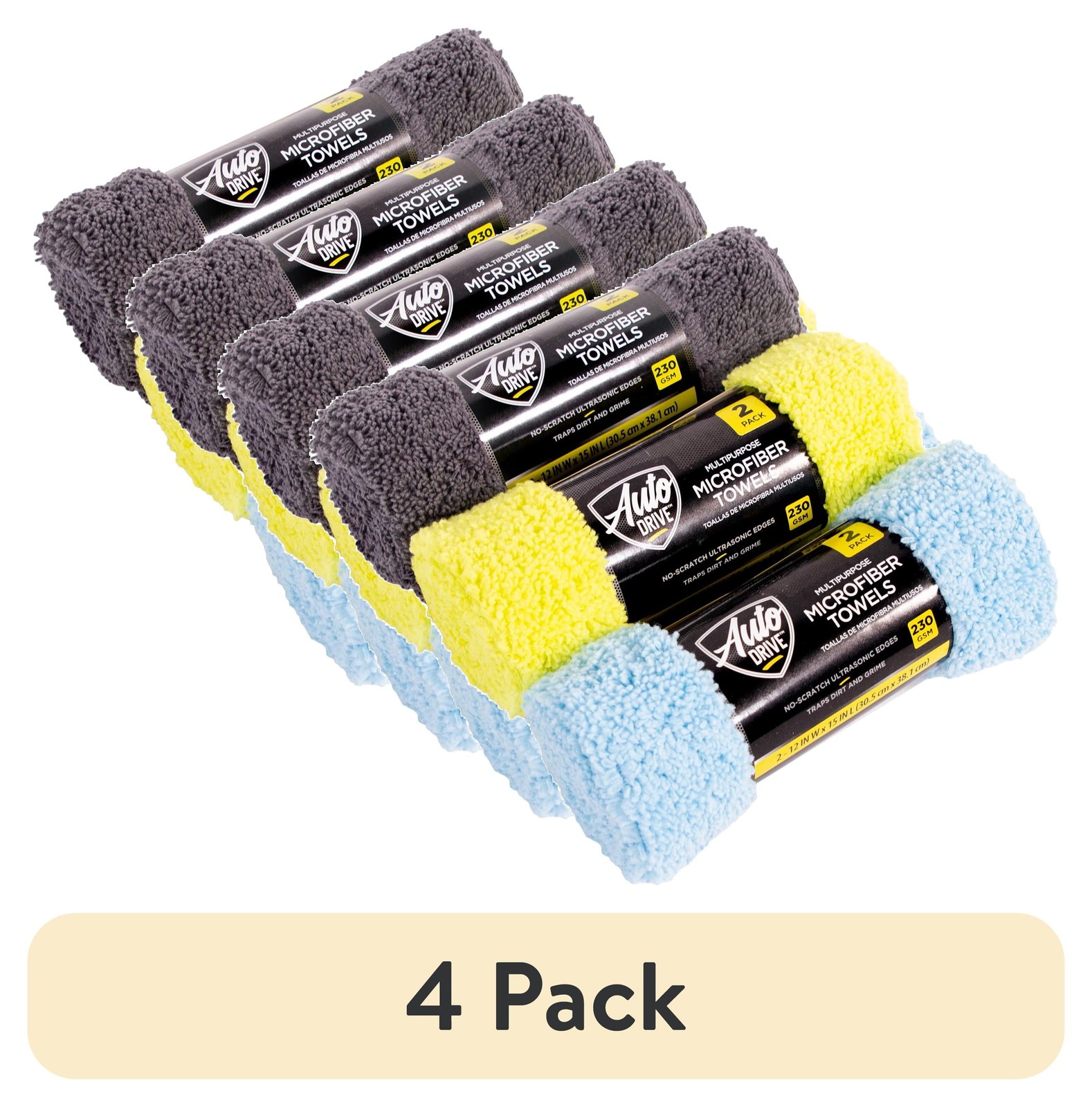 (4 pack) Drive Microfiber Multi Microfiber Towel, Cleaning Towel 2 Pack