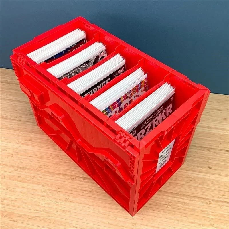 BCW RED Short Comic Book Bin Heavy Duty Stackable Plastic Box Holds 150 Bagged