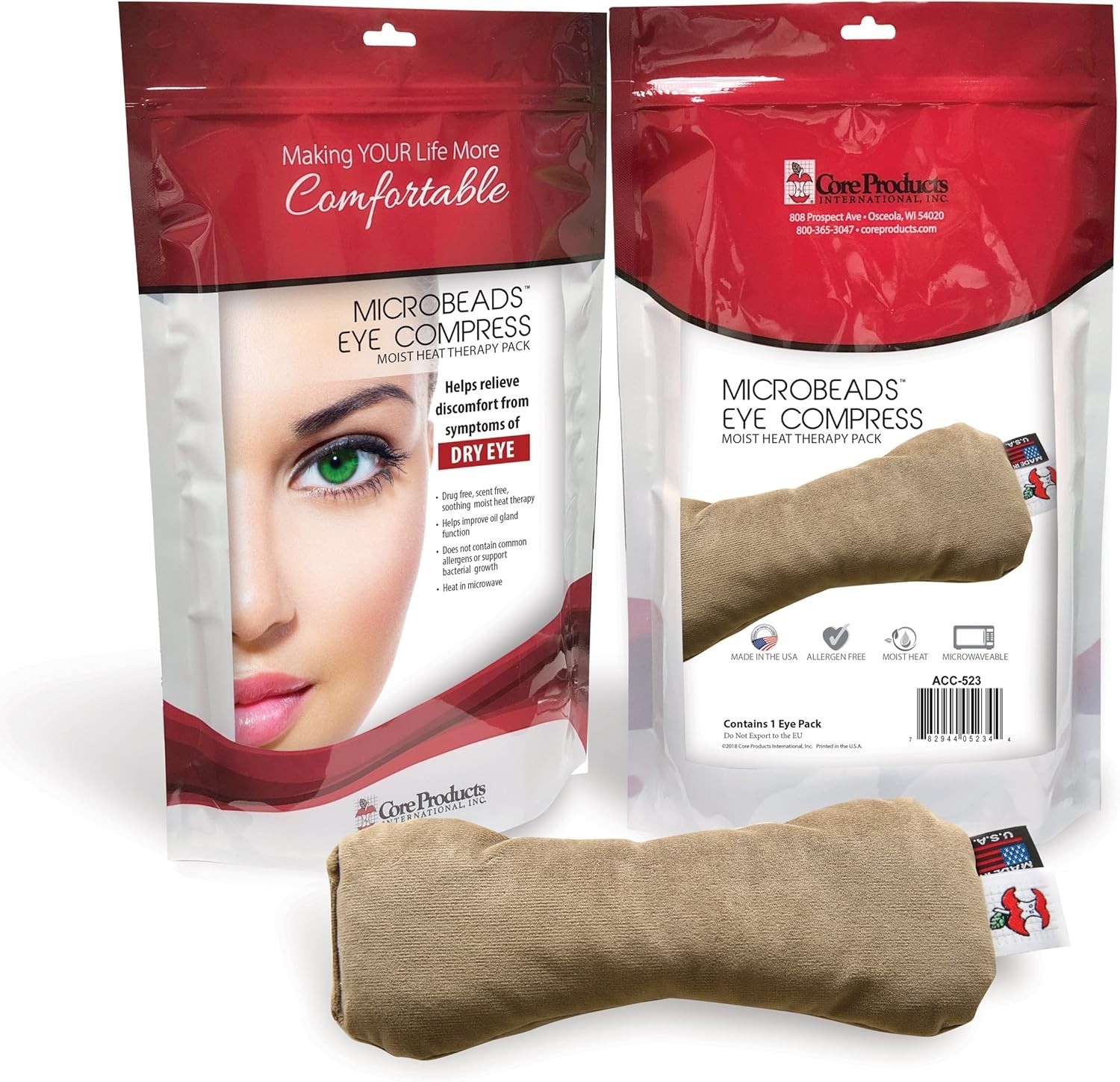 1x Core Products MicroBeads Eye Compress Moist Heat Therapy Pack