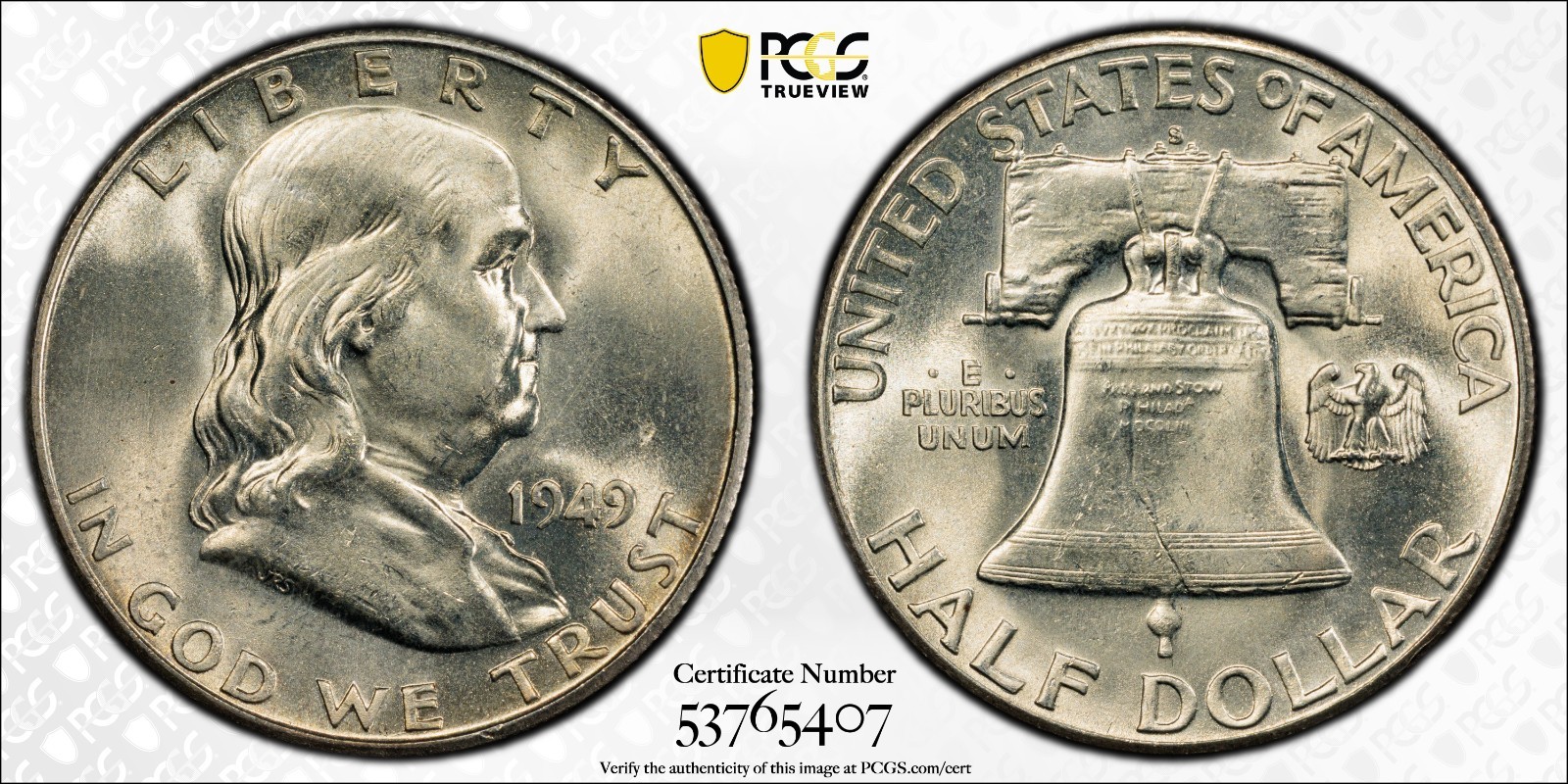 1949-S High-End PCGS MS64 Franklin Half Dollar | Luster | 40th Anniversary Label