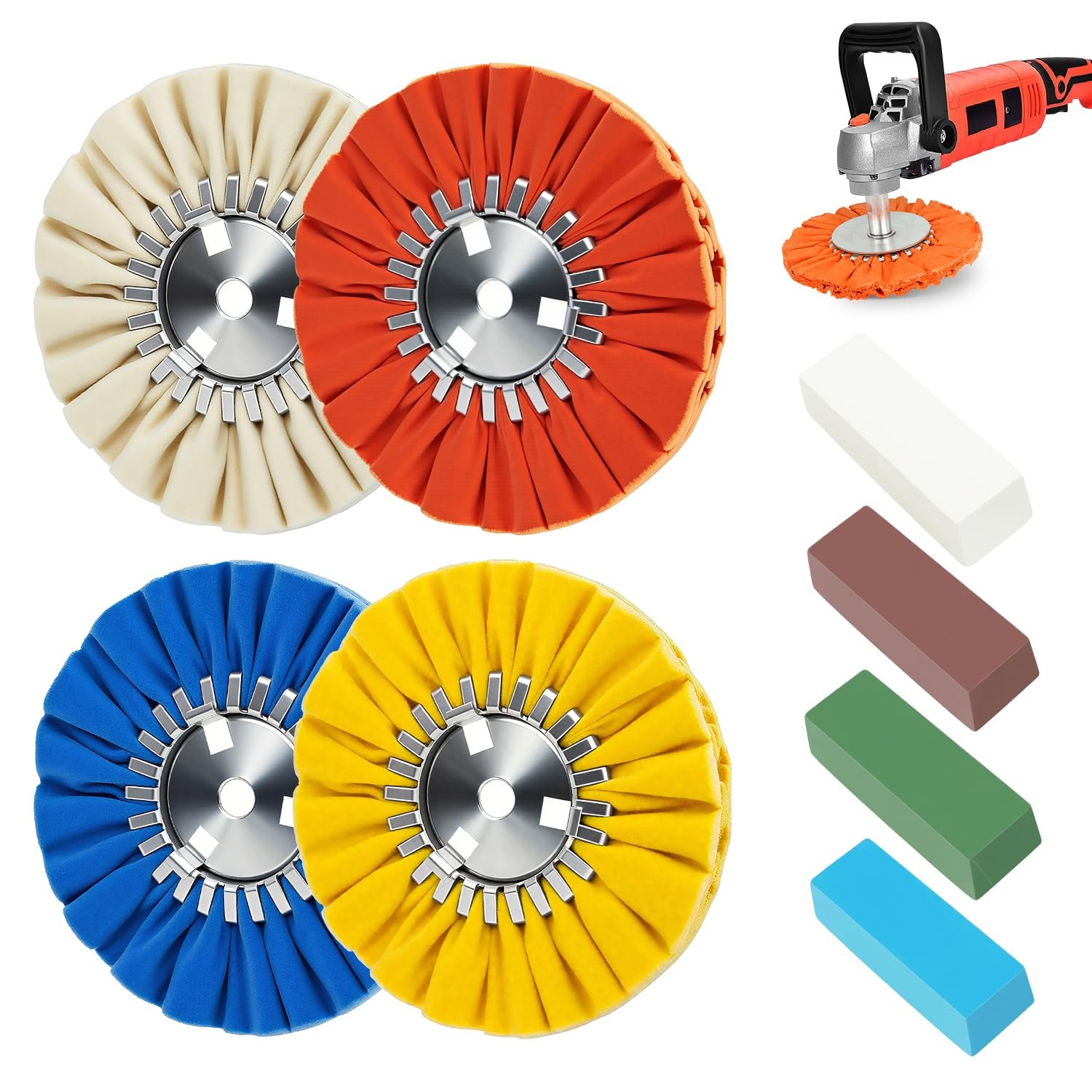 16ply Aluminum Buffing Wheels Kit 8pcs, 8in Airway Forged Wheels Buffing Poli...