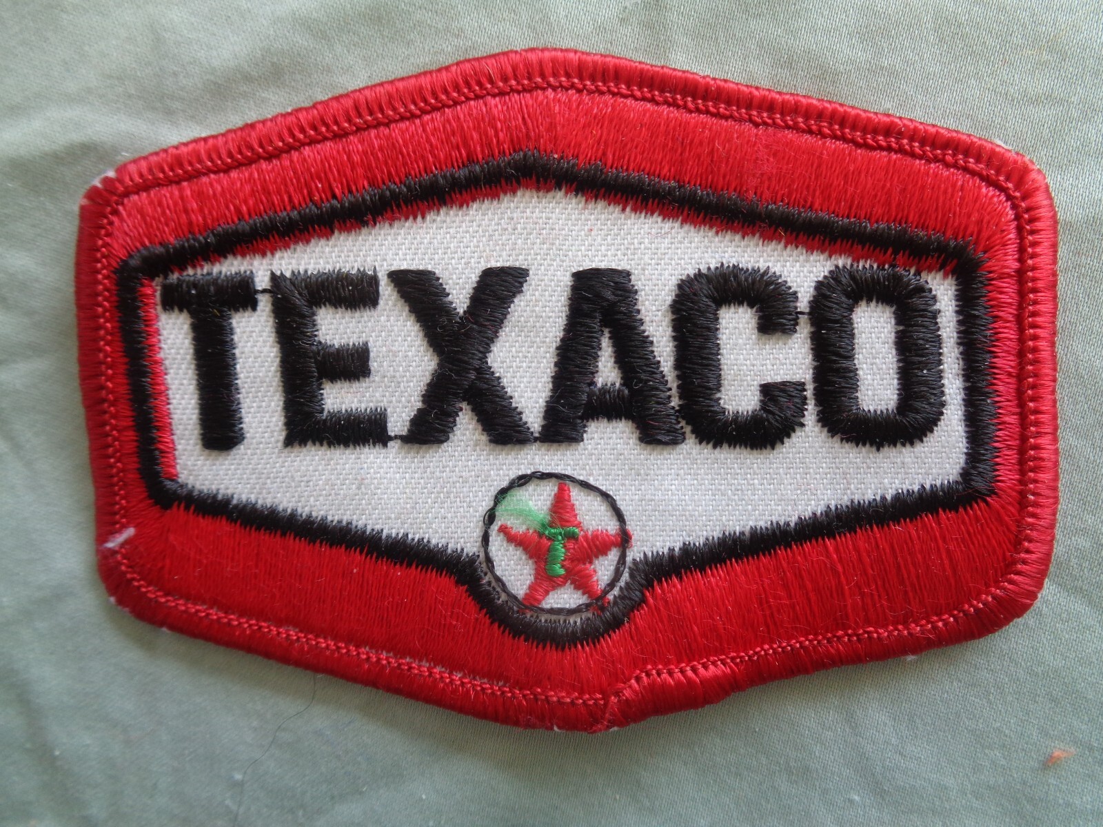 TEXACO UNIFORM PATCH - NEW VINTAGE - ORIGINAL - OIL GAS - 3 1/2 x 2 1/2 INCHES