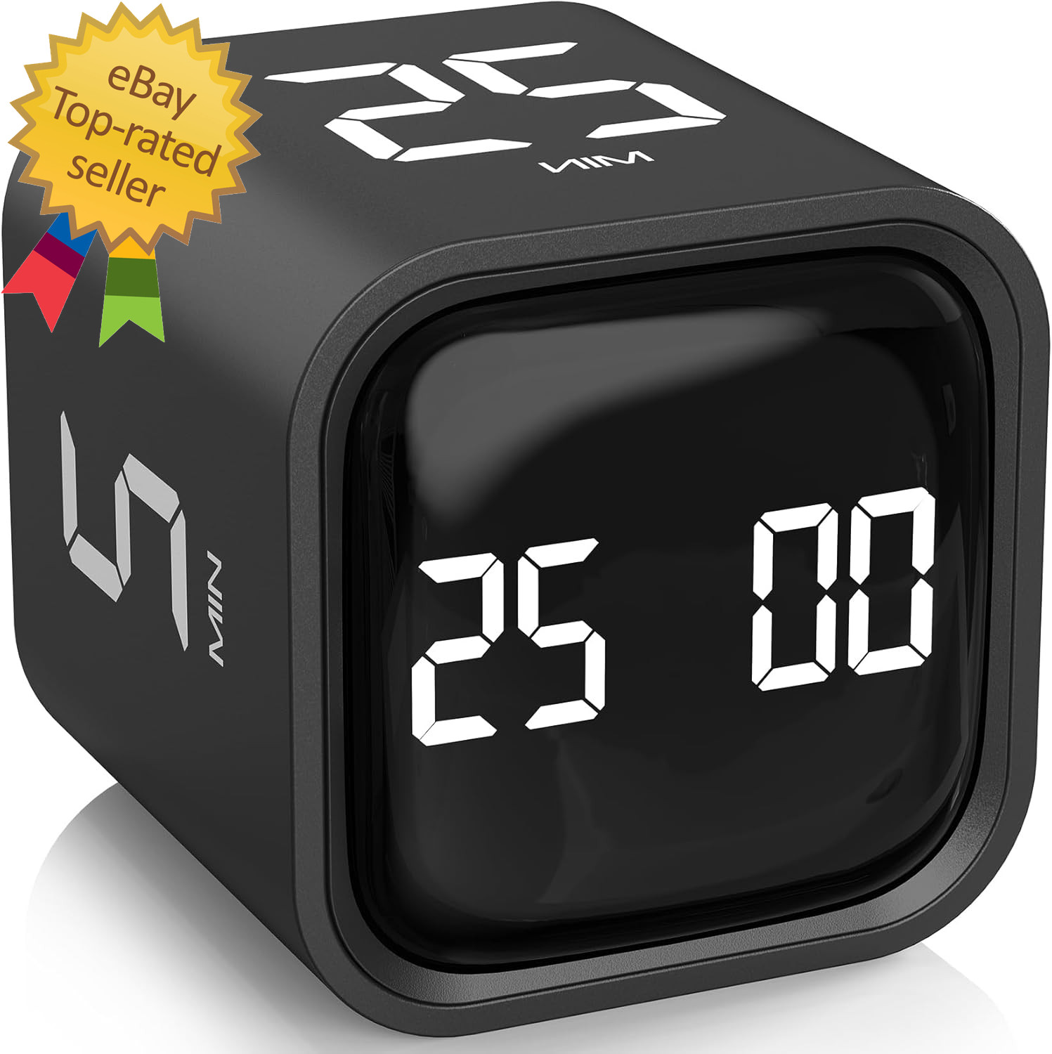 Rotating Pomodoro Timer 5, 25, 10 50 Minutes Preset, Desk Productivity Flip Time