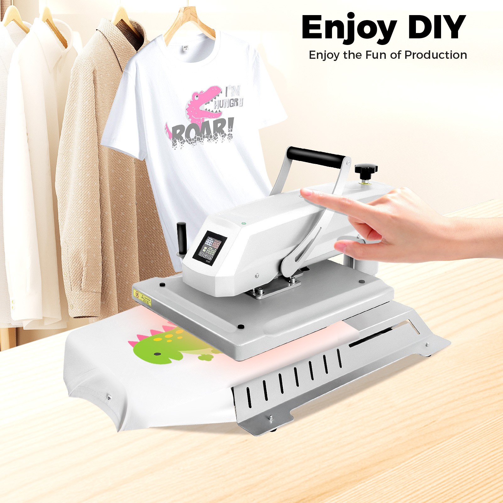 Heat Press Machine 16 x20 inch Clamshell Base Heat Press Transfer T-Shirt 1600W