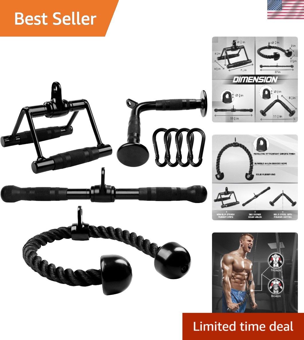 Tricep Rope & Cable Accessories - 4-Piece Set for Optimal Workout Performance