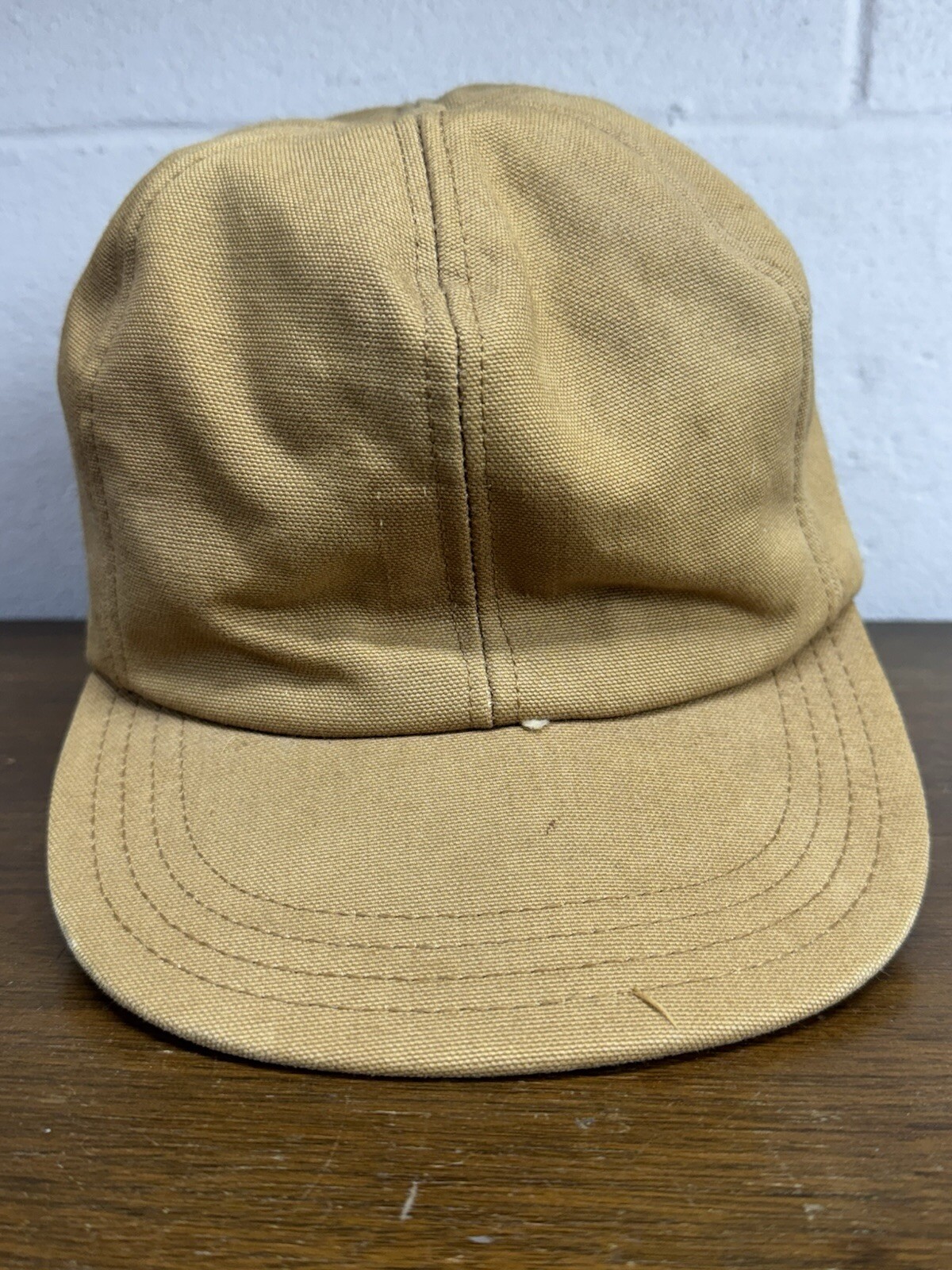 Vintage Carhartt Large Brown Ear Flap Hat Cap USA Lined Outdoors *Missing Logo*