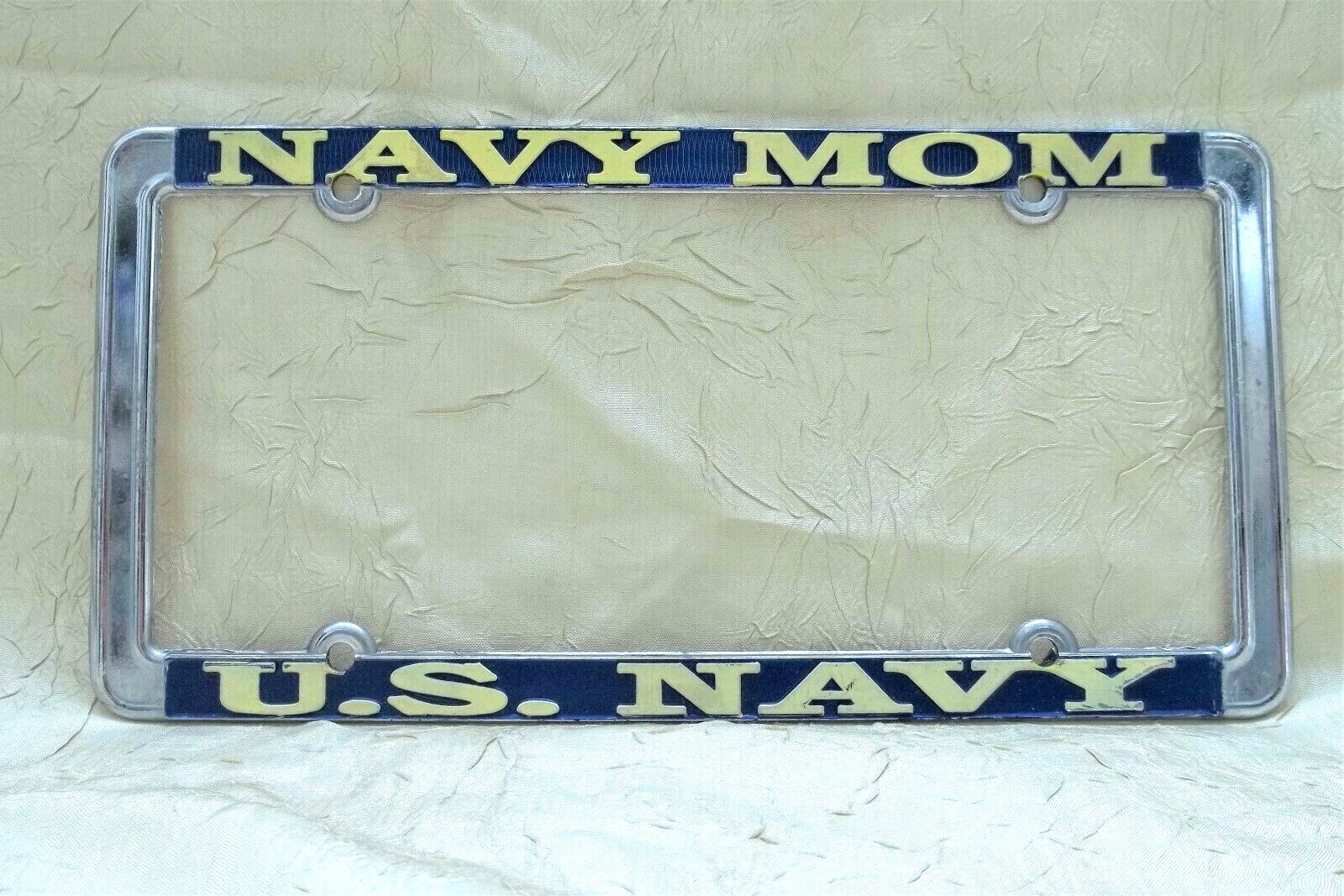 United States Navy MOM Metal Car Tag License Frame USN