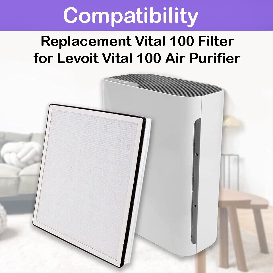 Replacement Carbon & HEPA 3-in-1 Filter for LEVOIT Vital 100 Air Purifier
