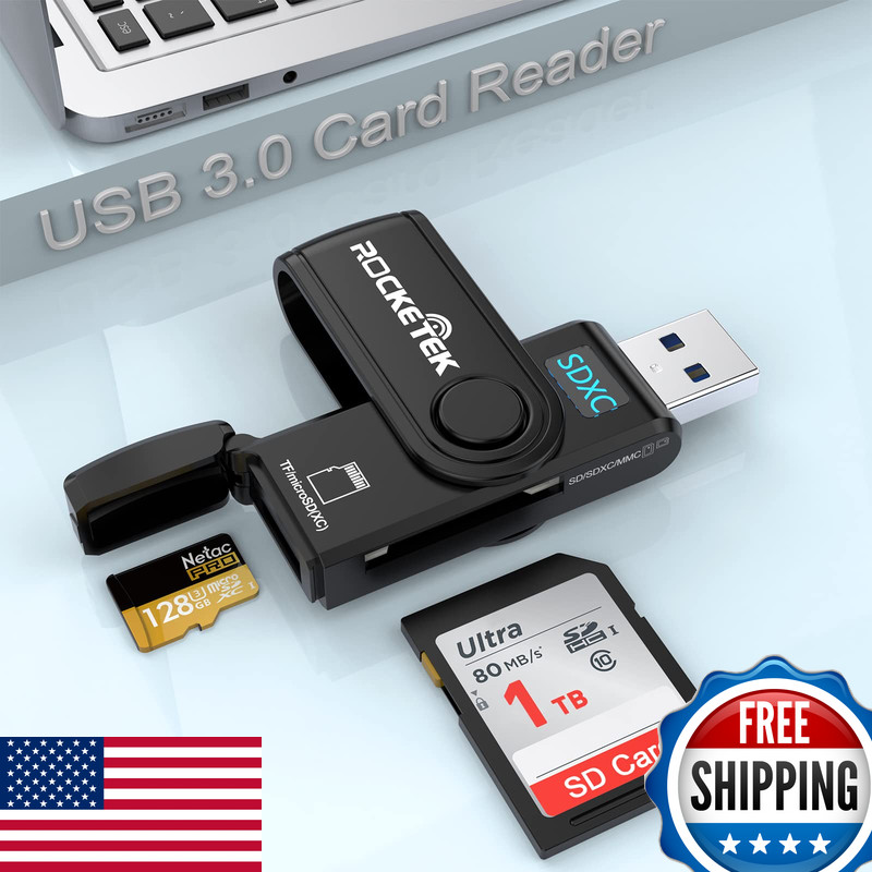 Usb 3.0 Sd Card Reader Rocketek 2 Slots Memory Card Reader A Build-In Micro Sd