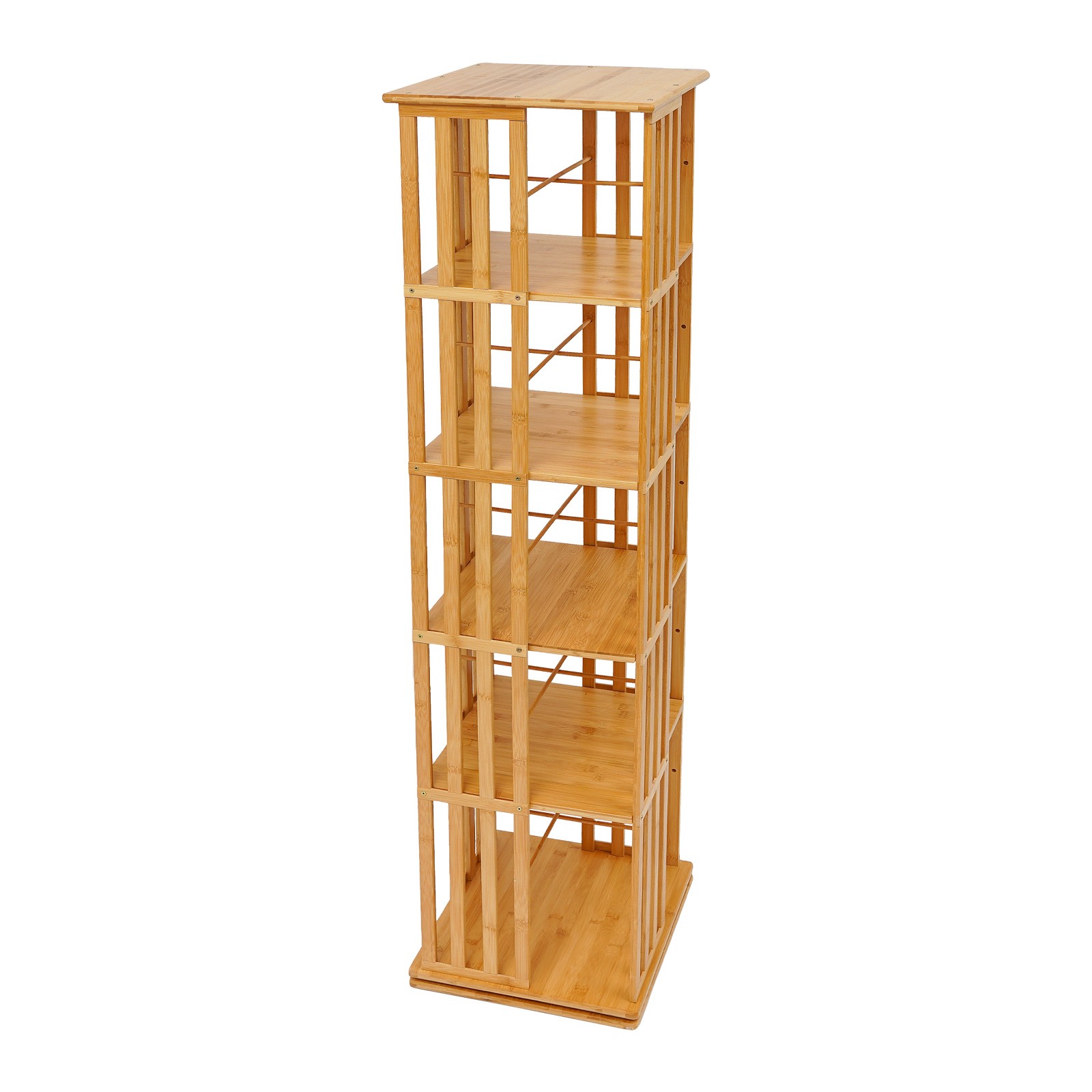 5-Tier Rotating Bookcase,360 Display Floor Standing Book Storage Display Rack