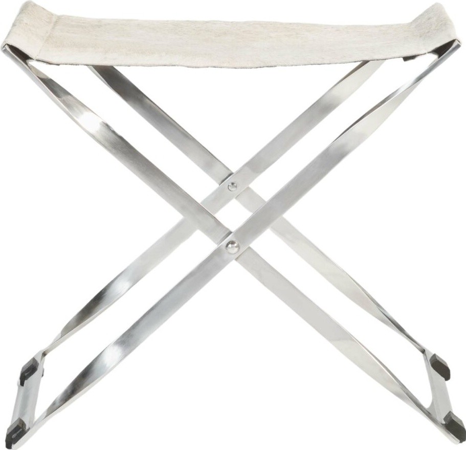 Harper Scissor Ottoman-Chrome and Leather Elegance