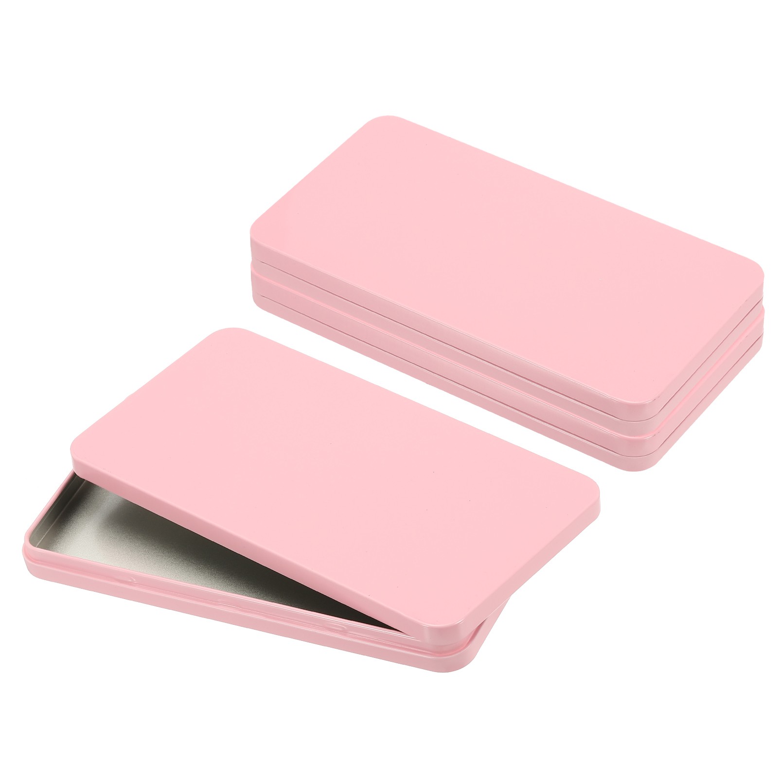Small Cash Box, 3 Pcs Money Holder Metal Tin Box Cash Tray Organizer, Pink