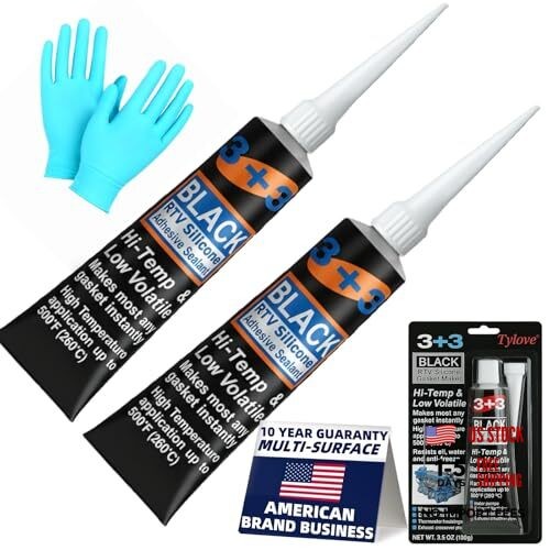 RTV Silicone Gasket Maker - High Temp 590°F Oil Resistant, Black - Black 2Pack
