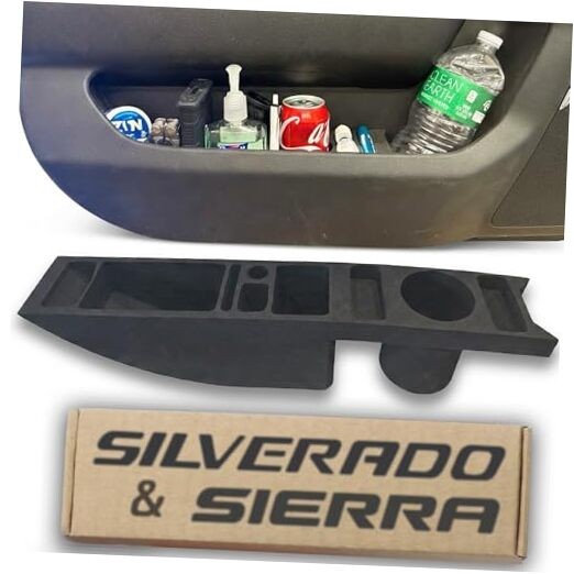 Cup Holder Insert & Door Organizer for Chevy Silverado & GMC Sierra 2019-2026,