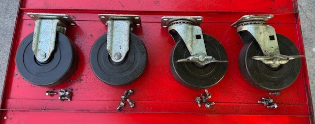 Vintage Snap On Tools Cabinet Box Toolbox Roller Cab Faultless 5” Casters Wheels