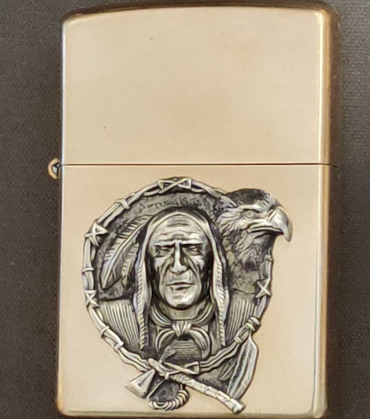 1 piece Lighter accessories Brass Native Americans and Eagles DIY sticker