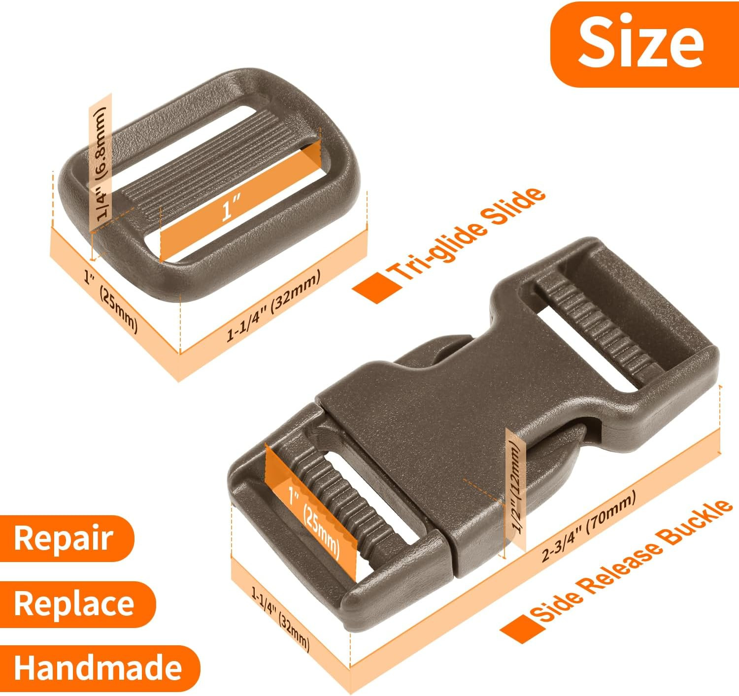 Buckle and Strap Set, 10 Yards Polyester Webbing Strap with 6 Dual Adjustable Si