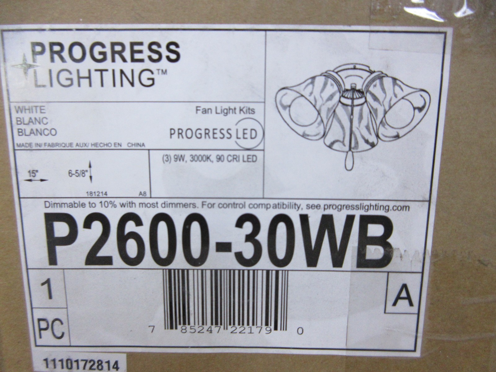 Progress Lighting Fan Light Kit Collection 4-Light White Ceiling Fan Light Kit