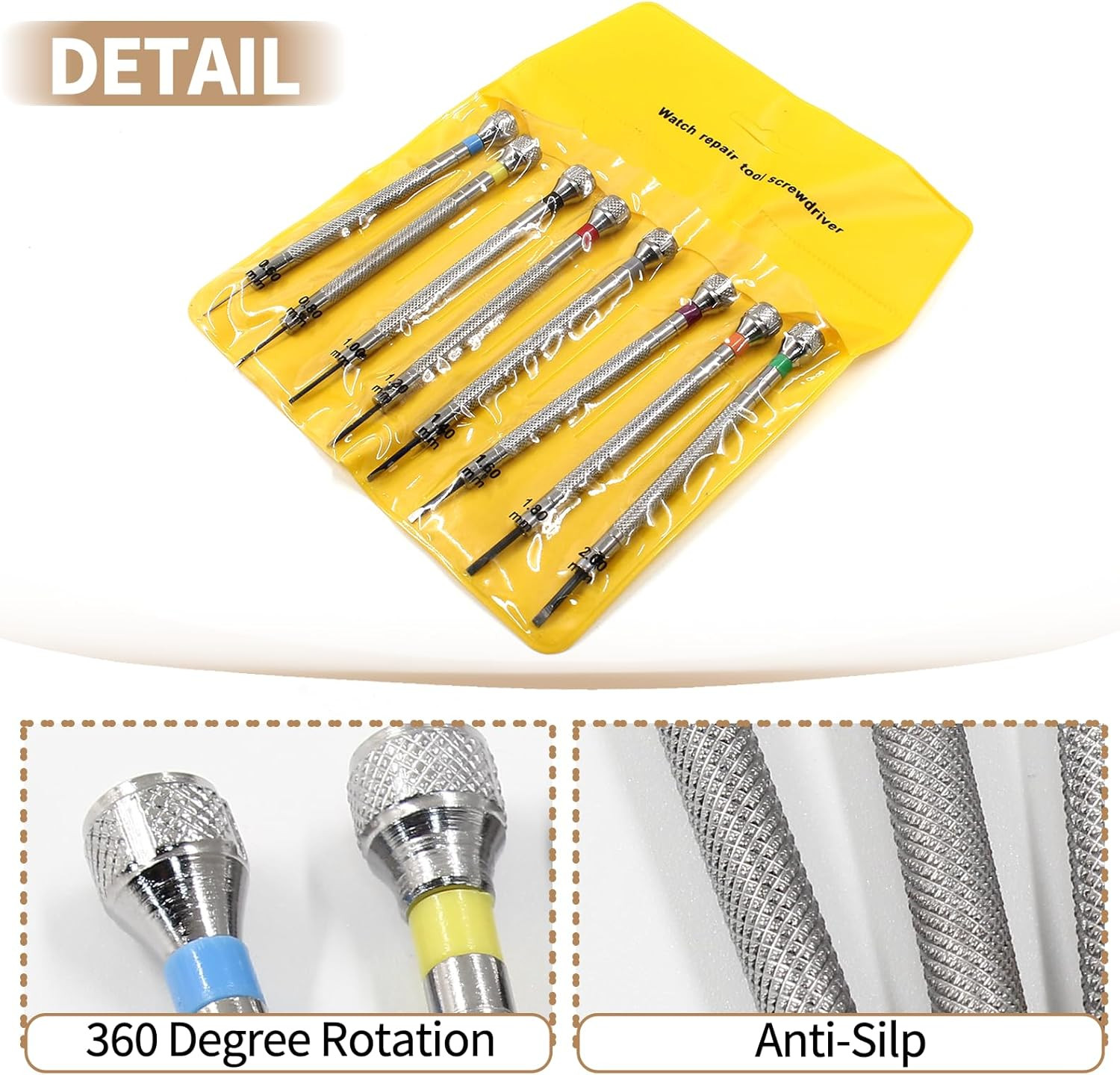 8 Pieces 0.6-2.0Mm Professional Precision Micro Flat Head Screwdriver Set for Gl