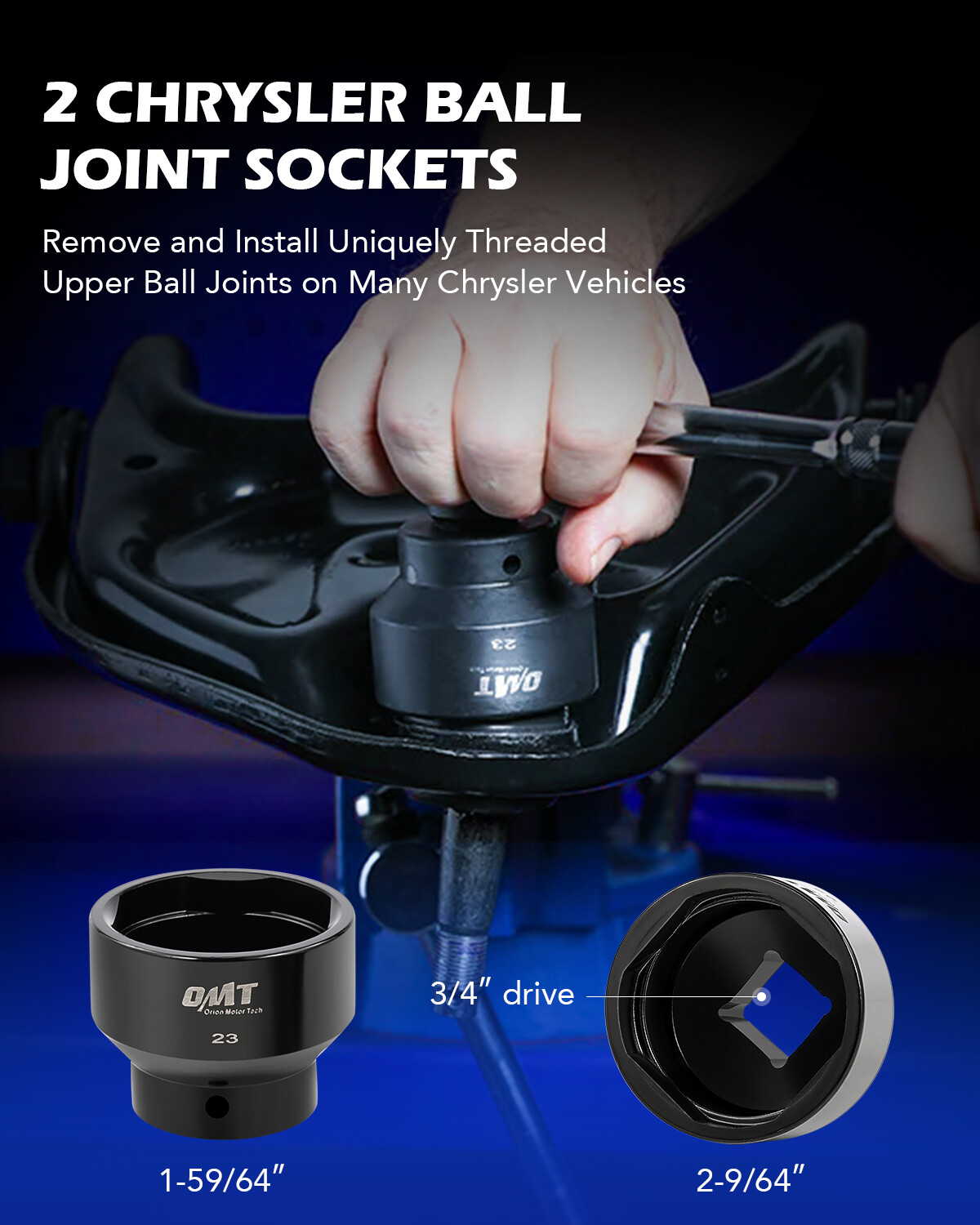 OMT Ball Joint Press Kit 23pc Ball Joint Removal Tool Kit Auto Service Tools