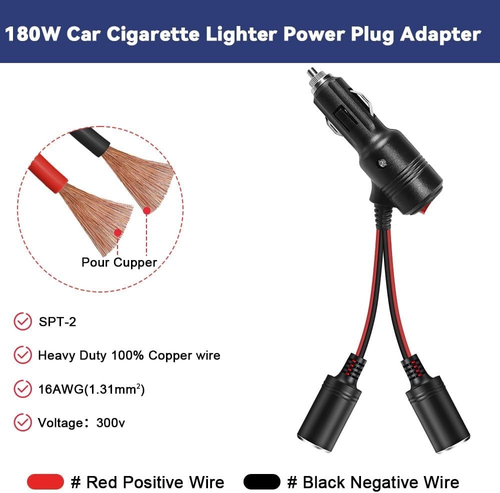 Compact Car Dual Cigarette Lighter Adapter - Fast Charge & Easy Use for Drivers