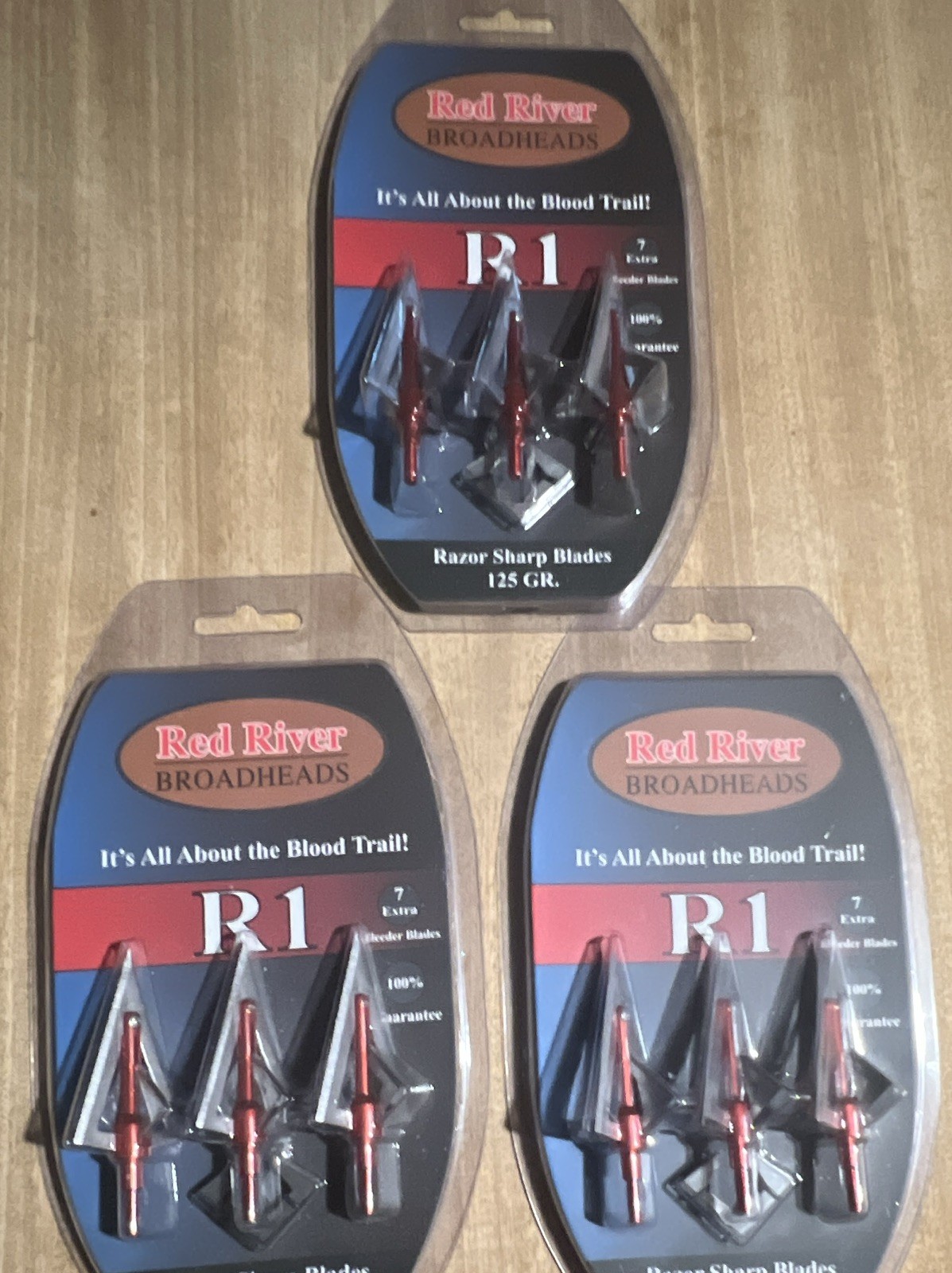 Red River Broadheads R1 Broadhead 125 Grain Razor Sharp Blades Red Silver 3pk