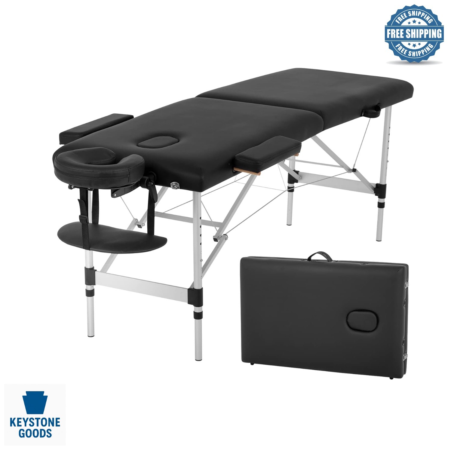 Portable Aluminium Massage Bed with Adjustable Height & Accessories
