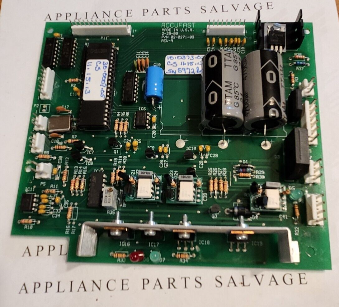 MAIN PCB FROM ACCUFAST MODEL DI-100-F CHECK WRITER SEE LISTING FOR TESTING NOTES